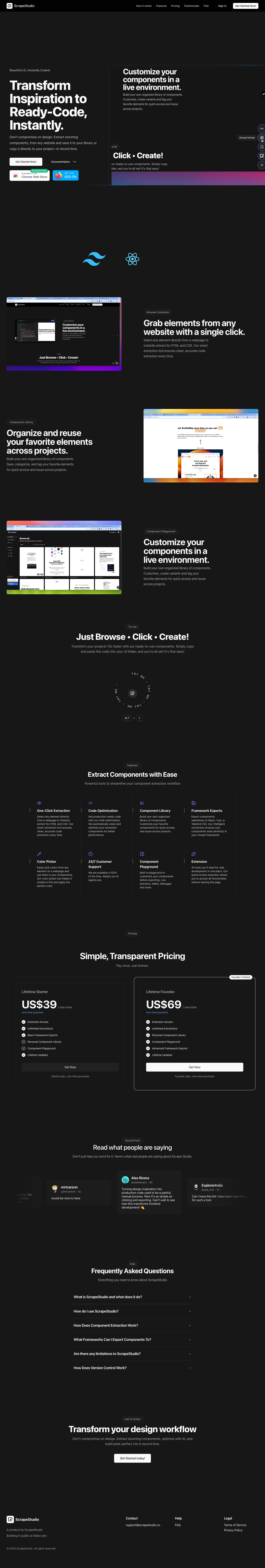 scrapestudio.co full landing page screenshot
