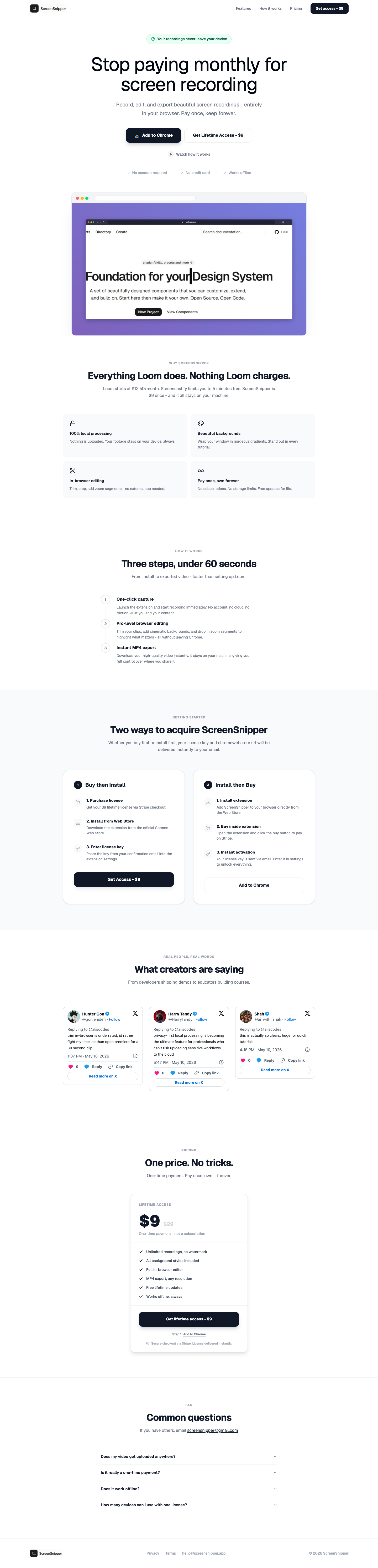 ScreenSnipper full landing page screenshot