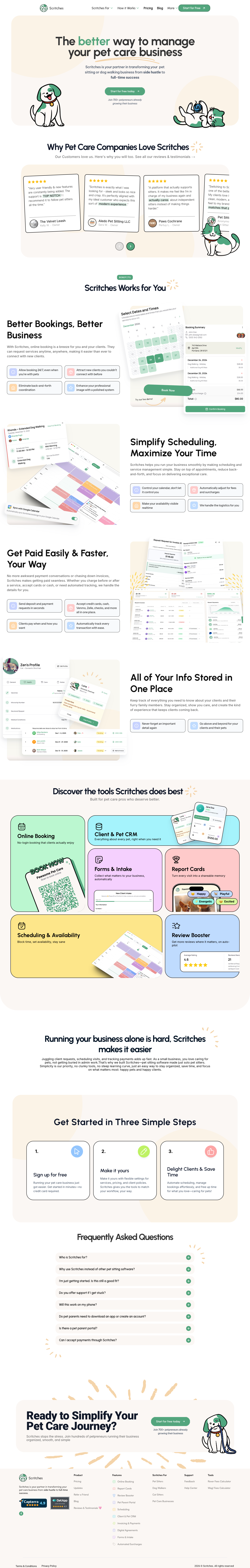 Scritches full landing page screenshot