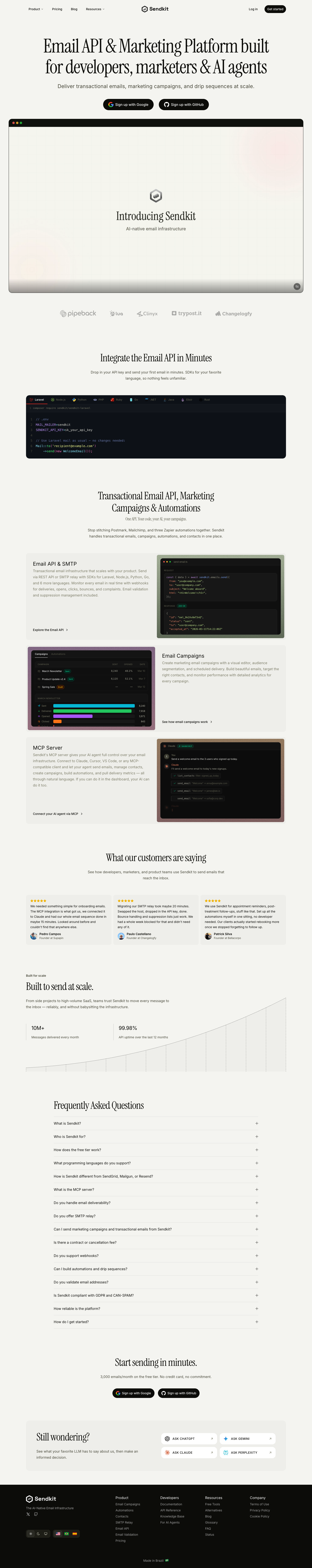 Sendkit full landing page screenshot