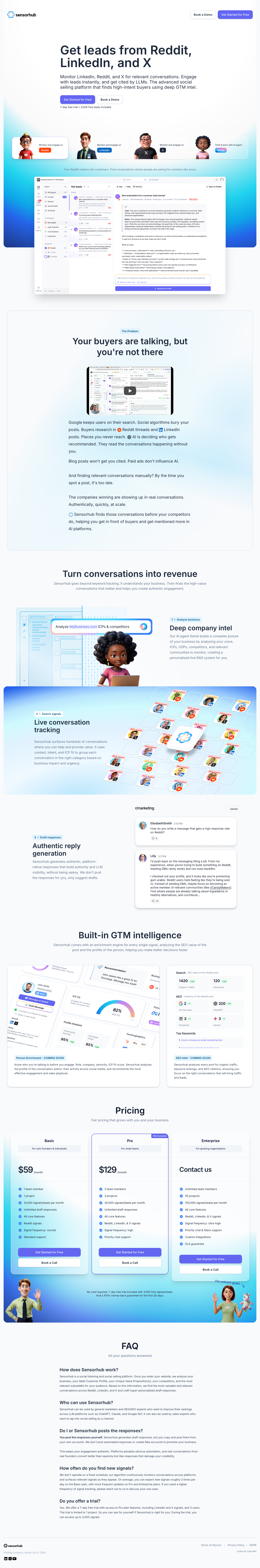 Sensorhub.ai full landing page screenshot