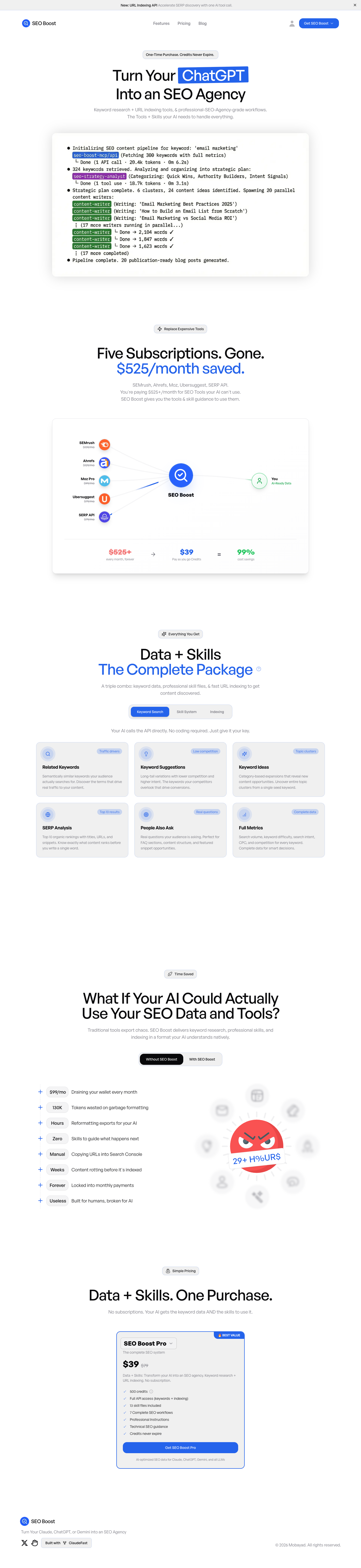 Seo Boost full landing page screenshot
