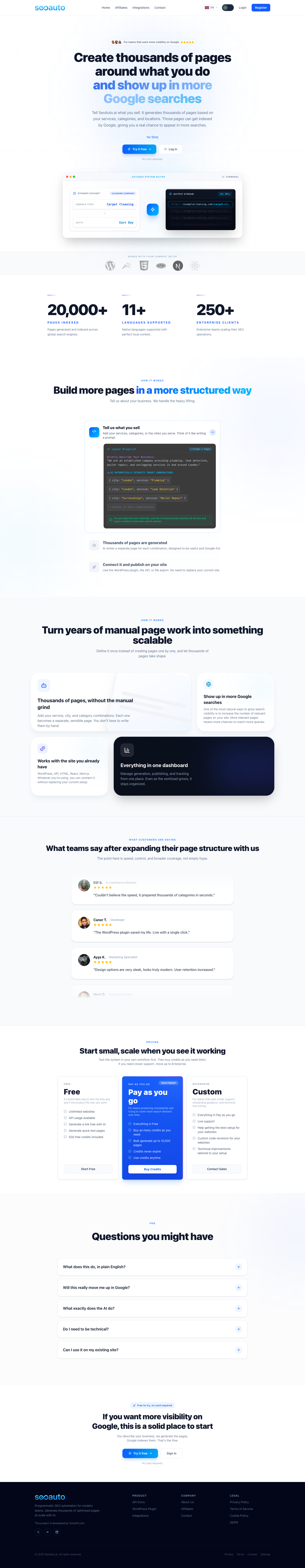 seoauto full landing page screenshot