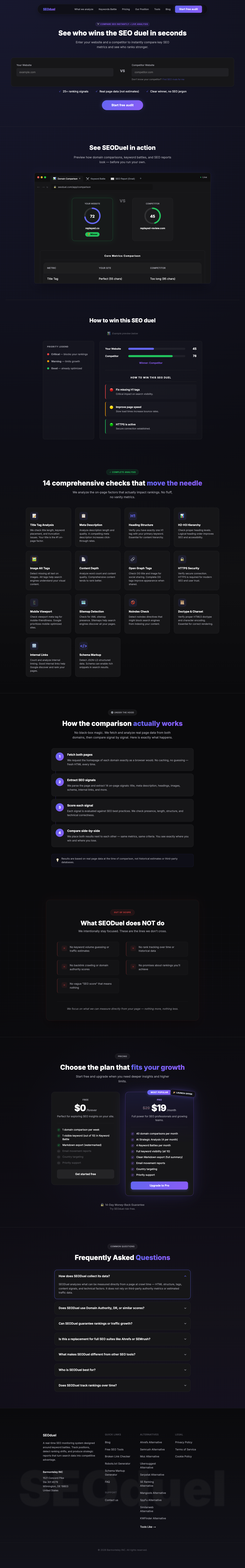 Seoduel.com full landing page screenshot