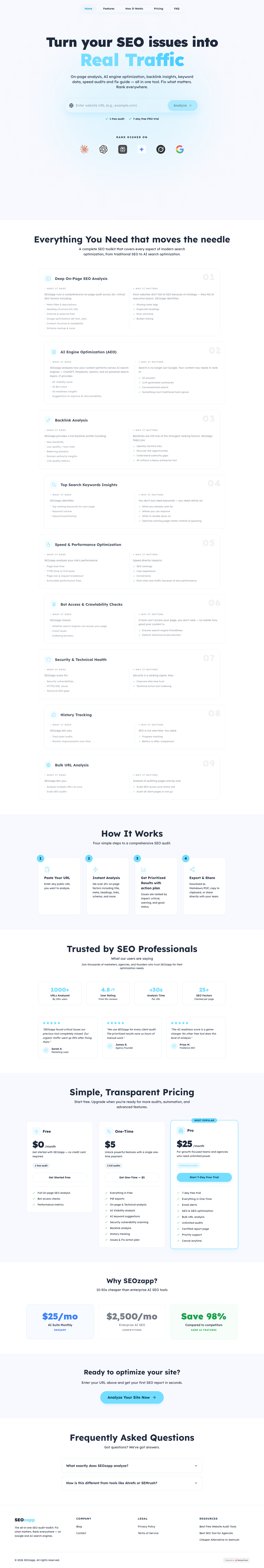 SEOzapp full landing page screenshot