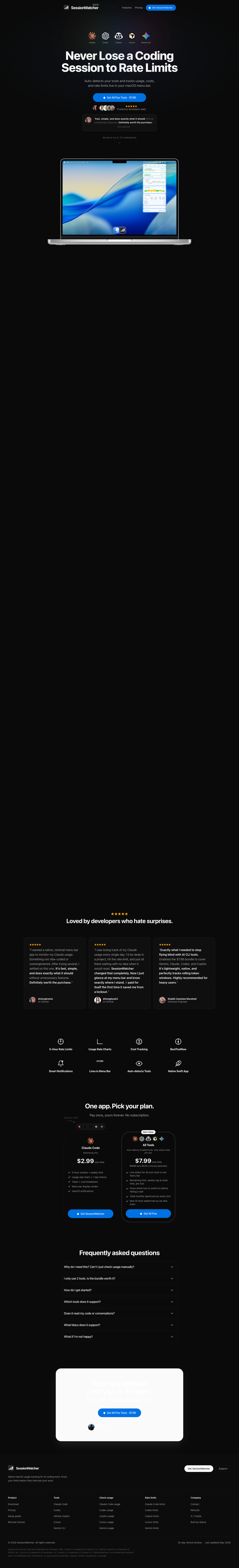 SessionWatcher full landing page screenshot