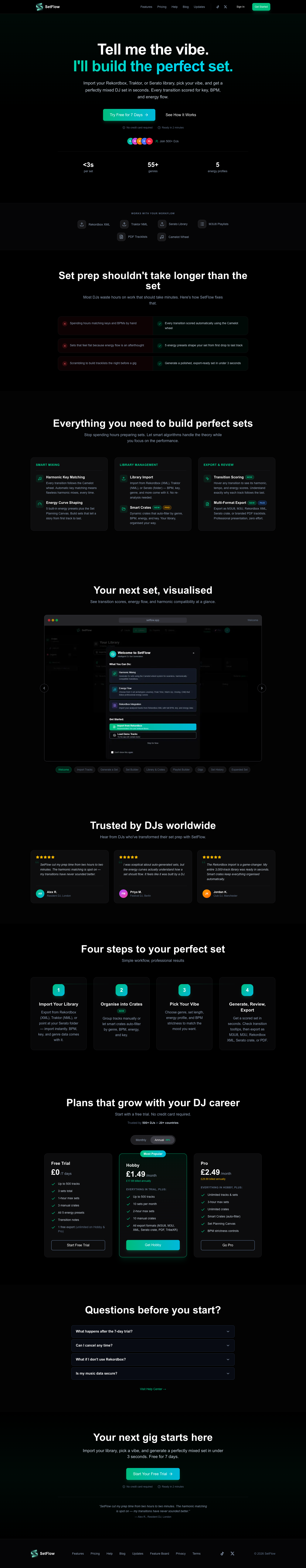 SetFlow.app full landing page screenshot