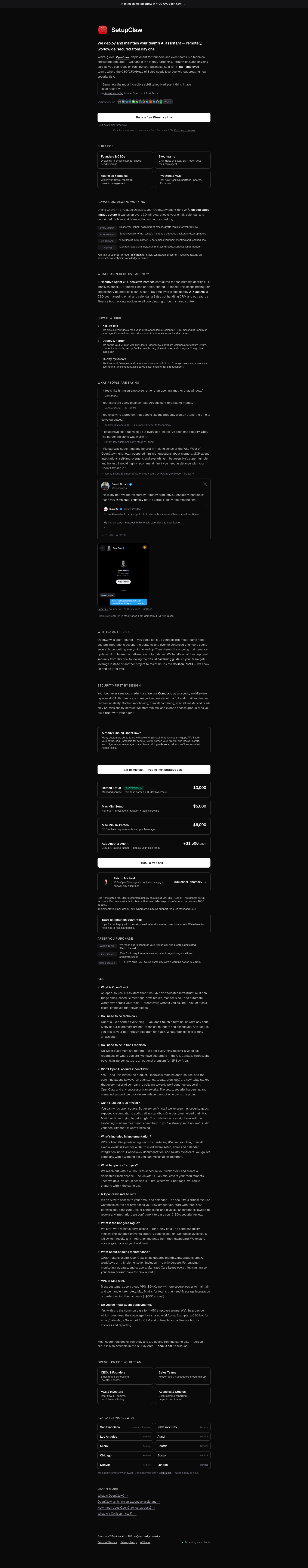 setupclaw full landing page screenshot