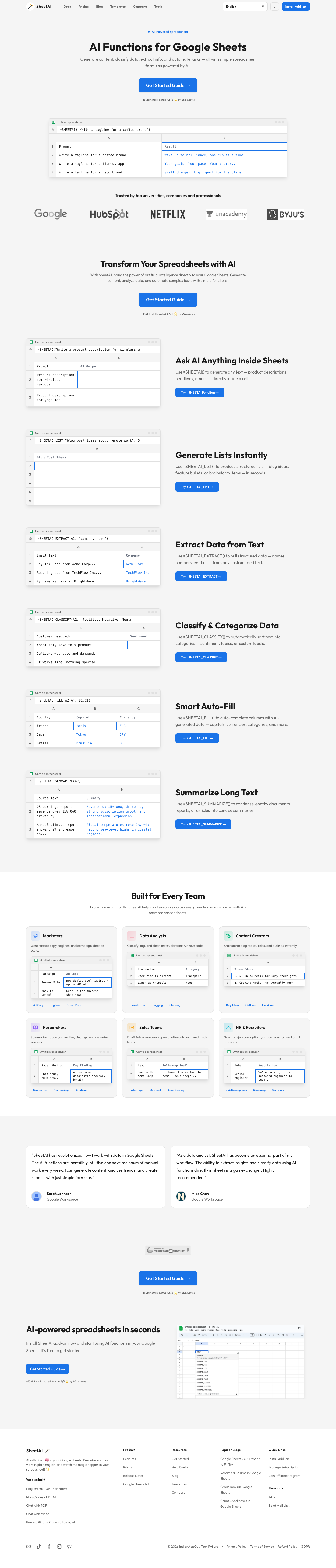 SheetAI.app full landing page screenshot