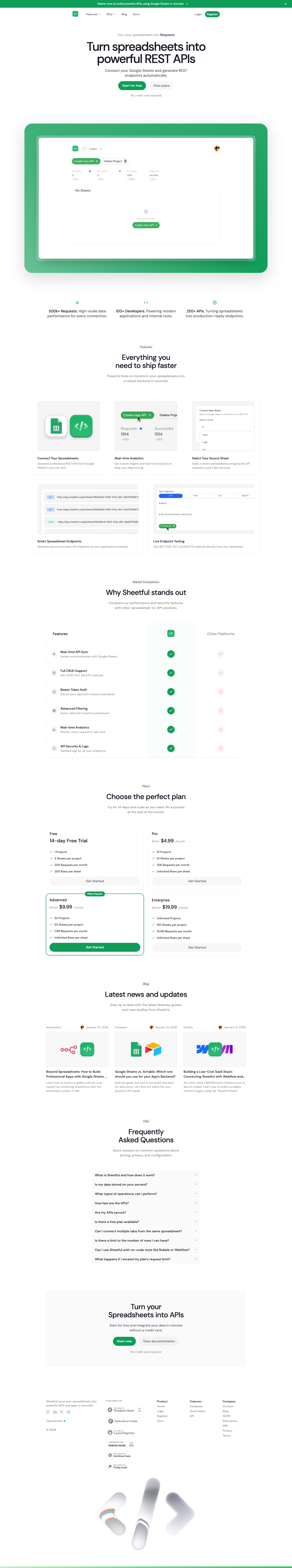 Sheetful full landing page screenshot