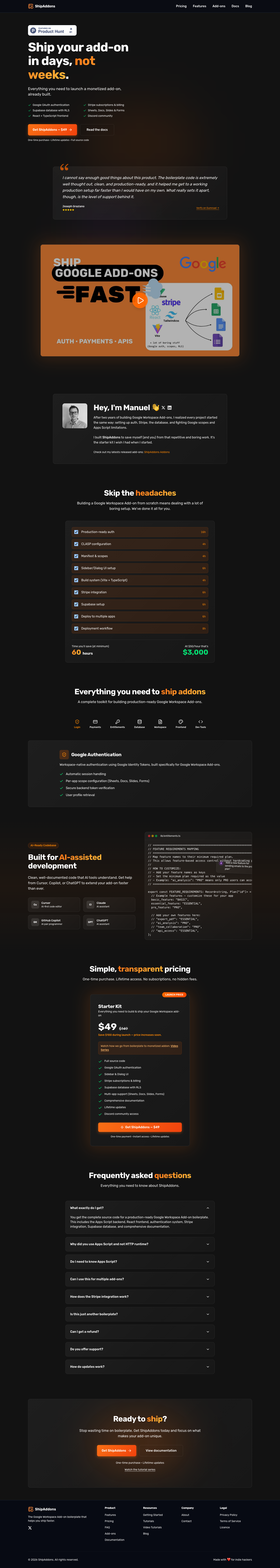 ShipAddons full landing page screenshot