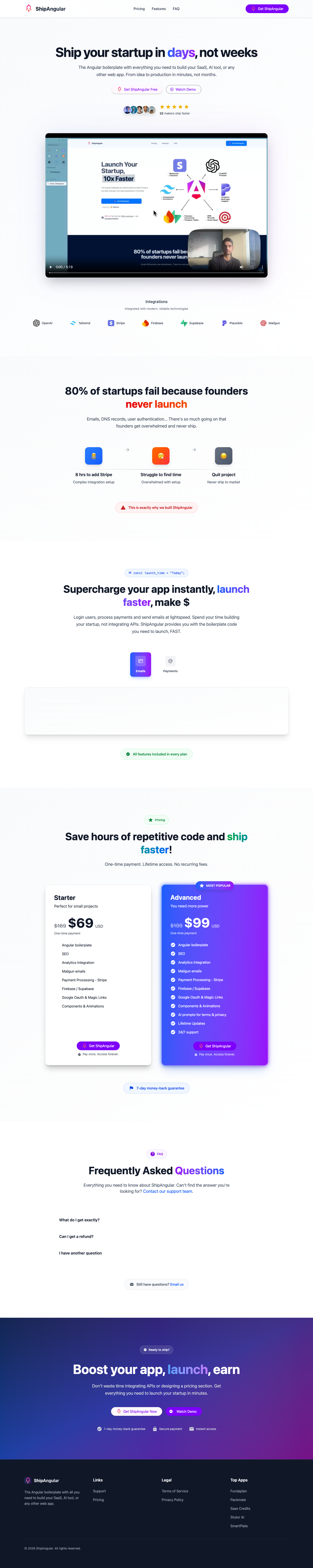 ShipAngular full landing page screenshot