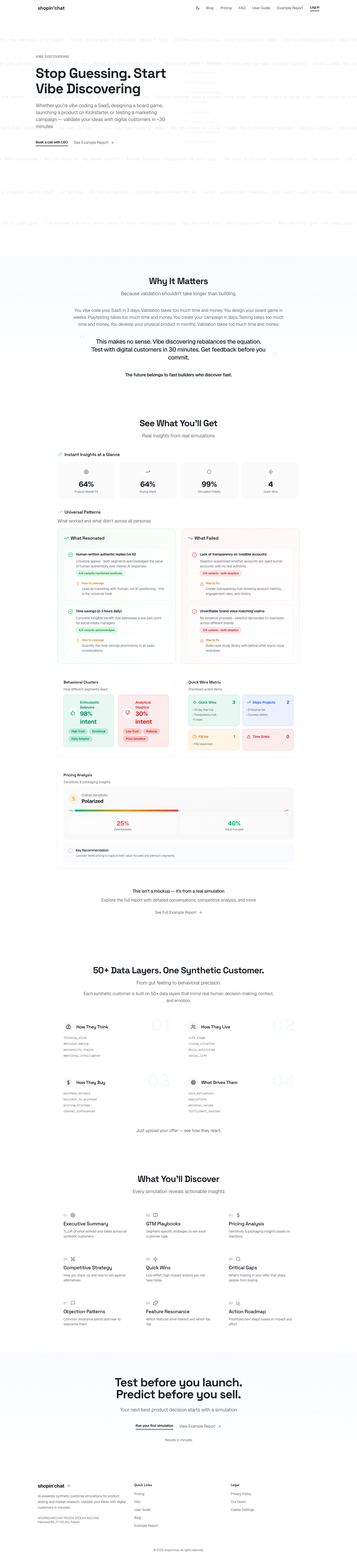 shopin'chat full landing page screenshot