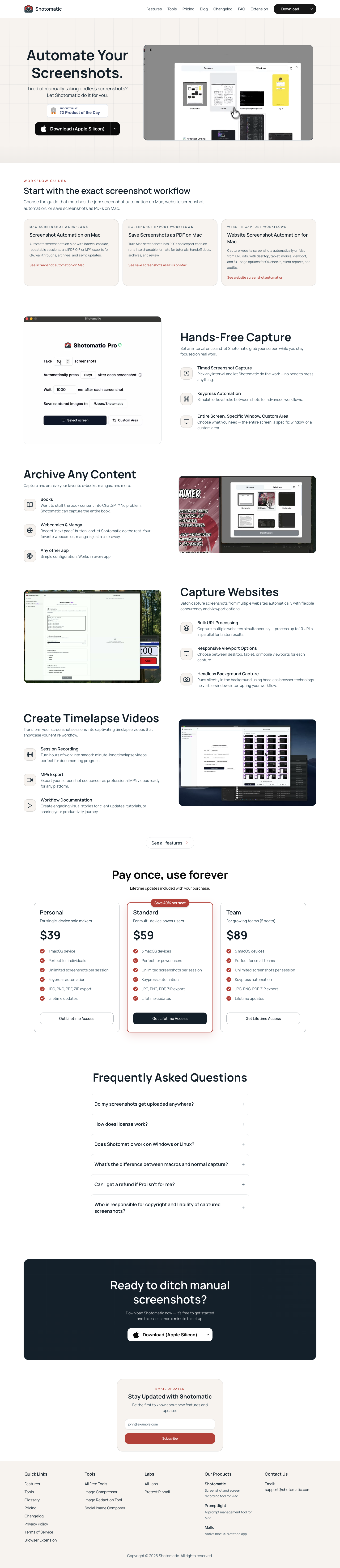Shotomatic full landing page screenshot
