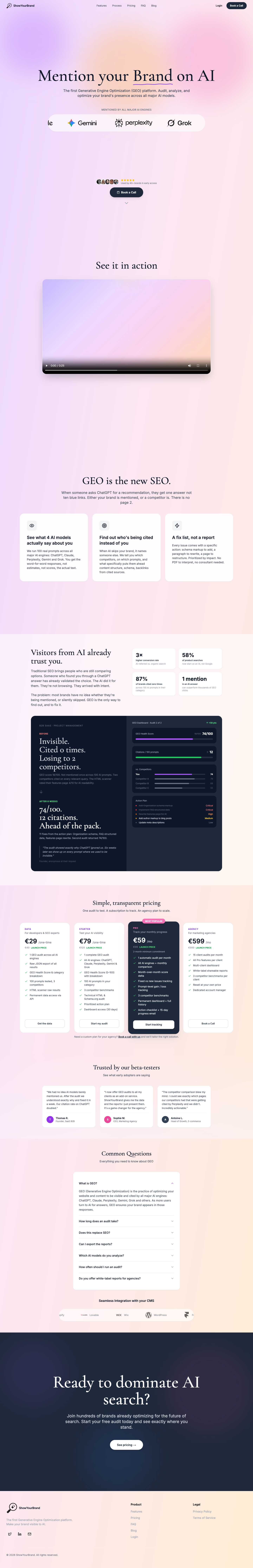 ShowYourBrand full landing page screenshot