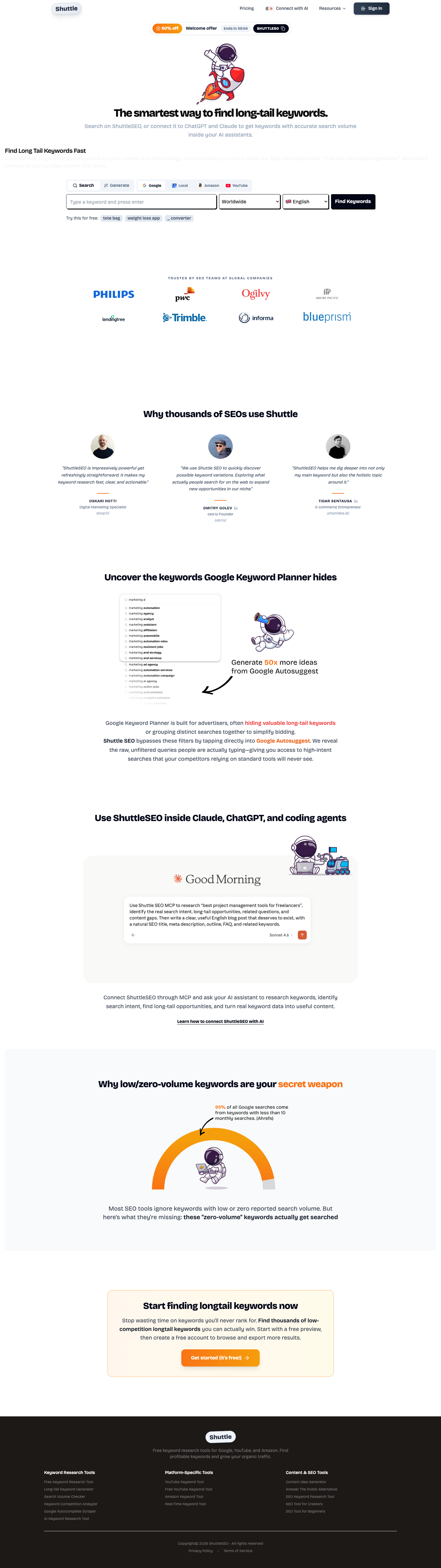 Shuttle SEO full landing page screenshot