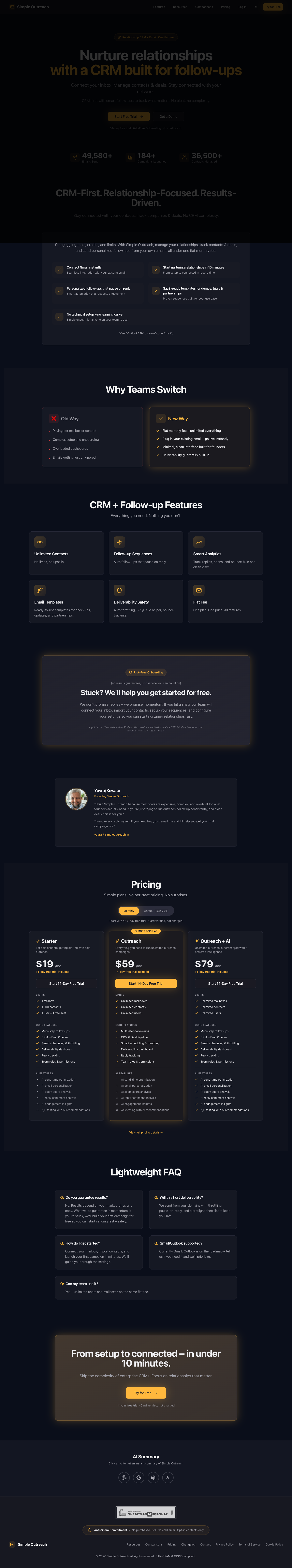 Simpleoutreach.in full landing page screenshot
