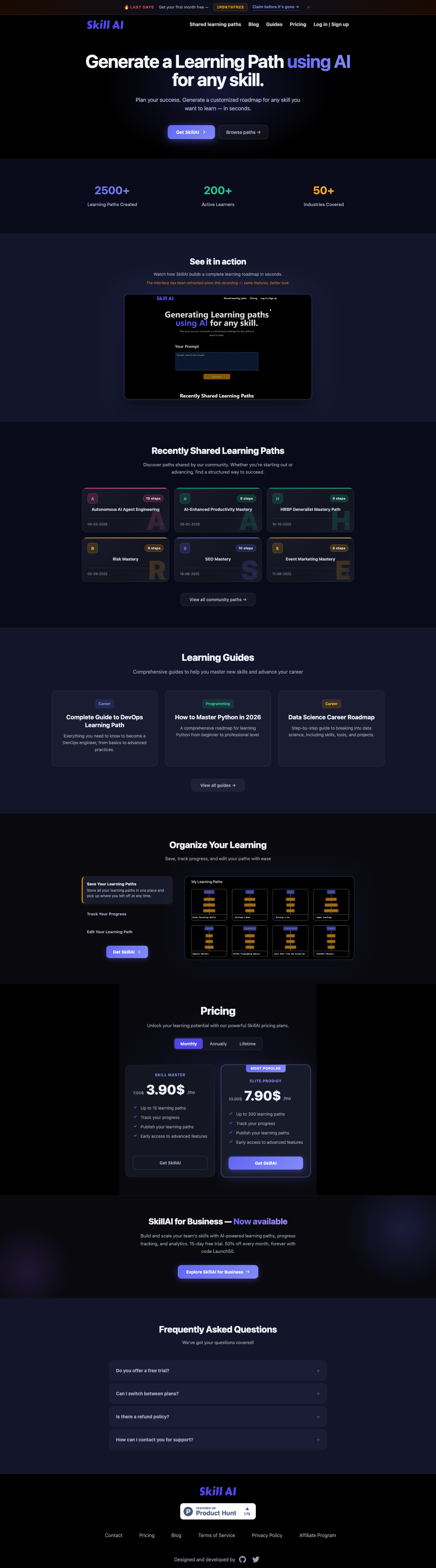 SkillAI full landing page screenshot
