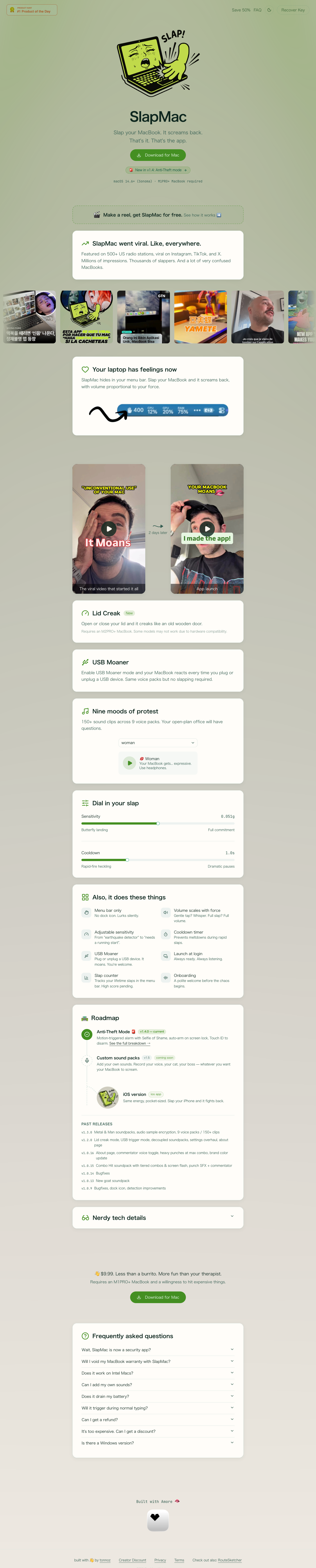 SlapMac full landing page screenshot