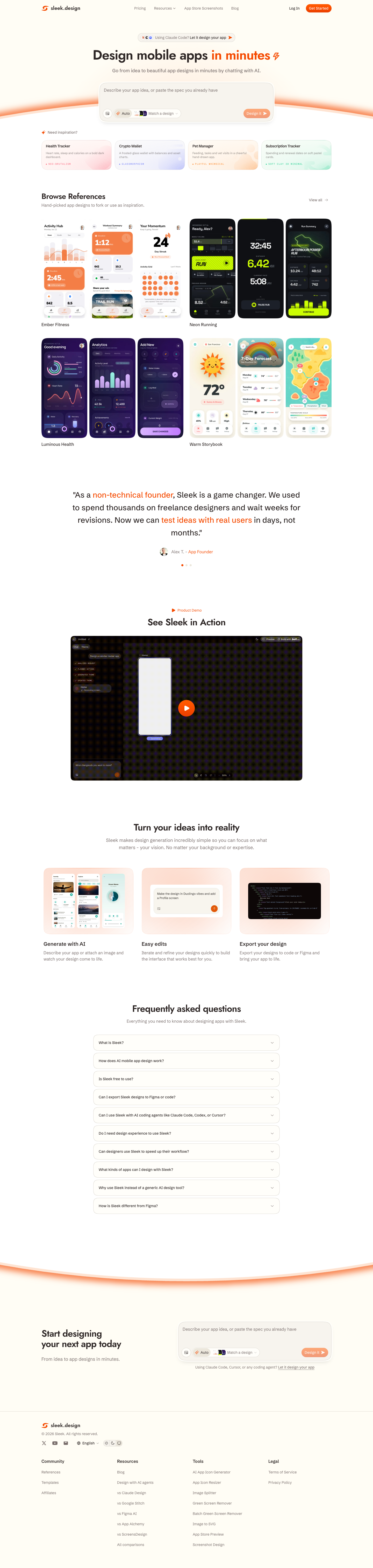 Sleek full landing page screenshot