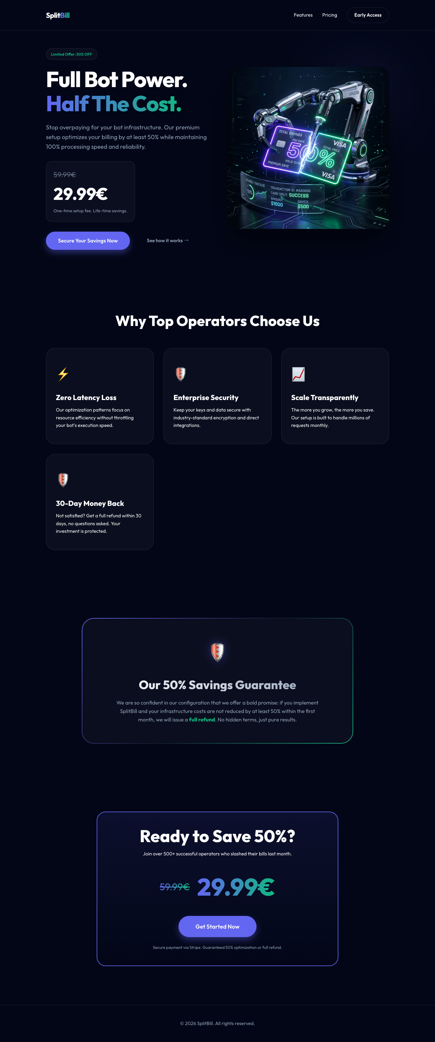 SliceBill full landing page screenshot