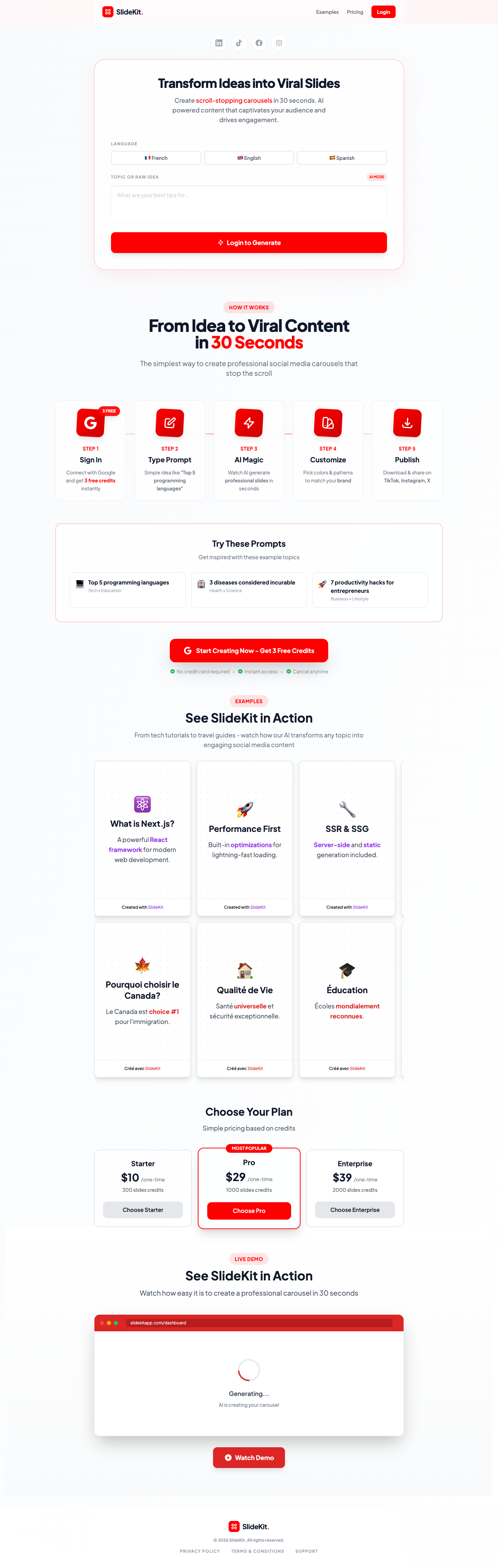 Slidekit full landing page screenshot
