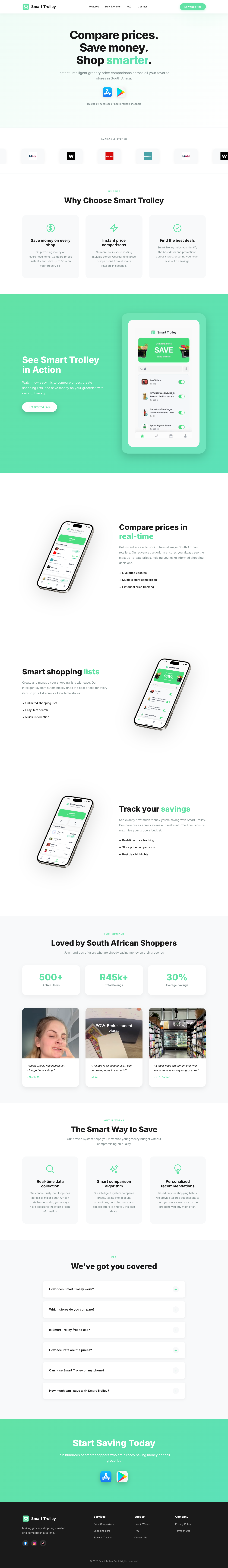 Smart Trolley full landing page screenshot