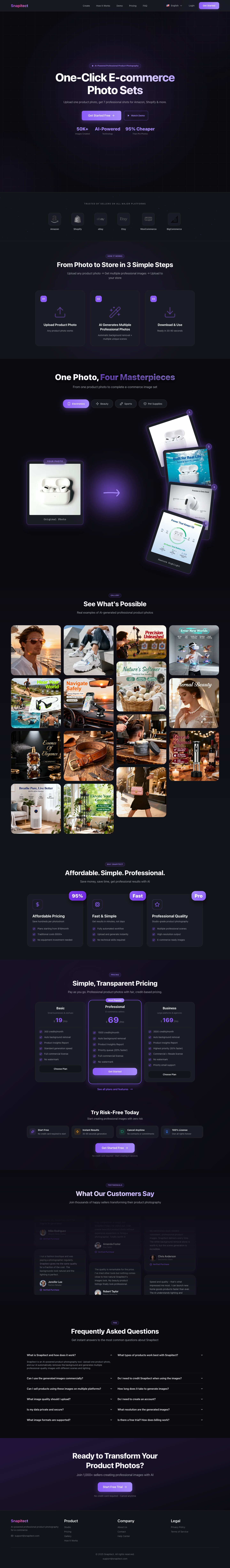 Snapitect AI full landing page screenshot