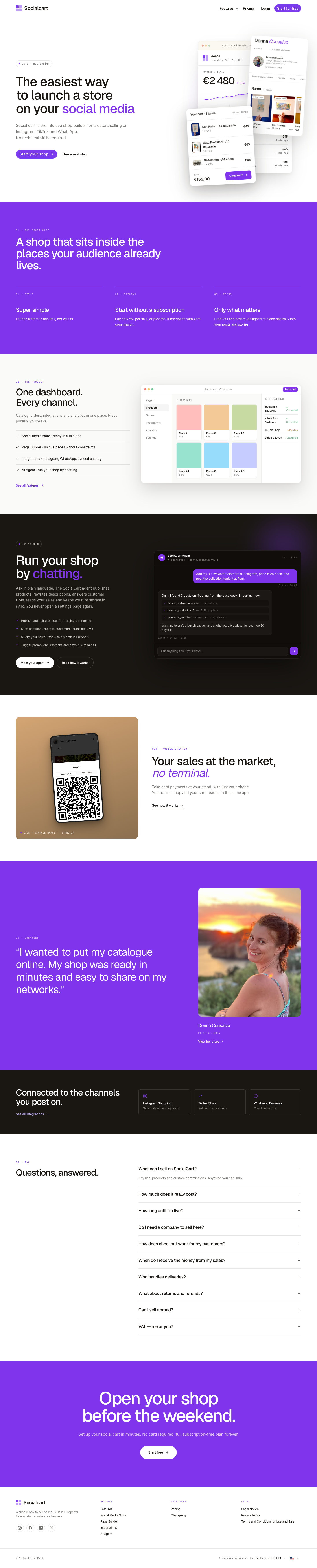 SocialCart full landing page screenshot