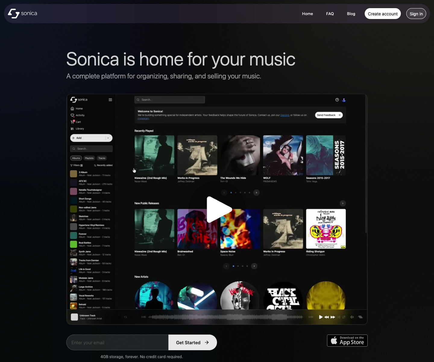 Sonica full landing page screenshot