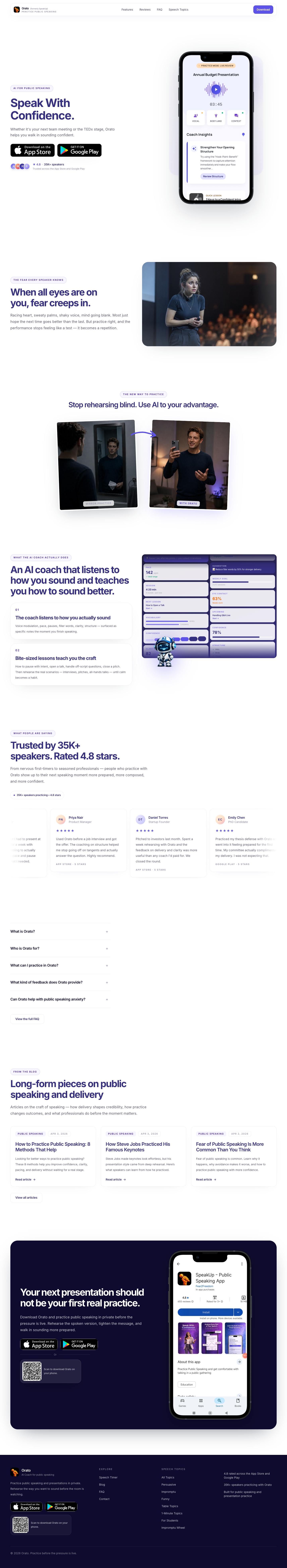 SpeakUp full landing page screenshot