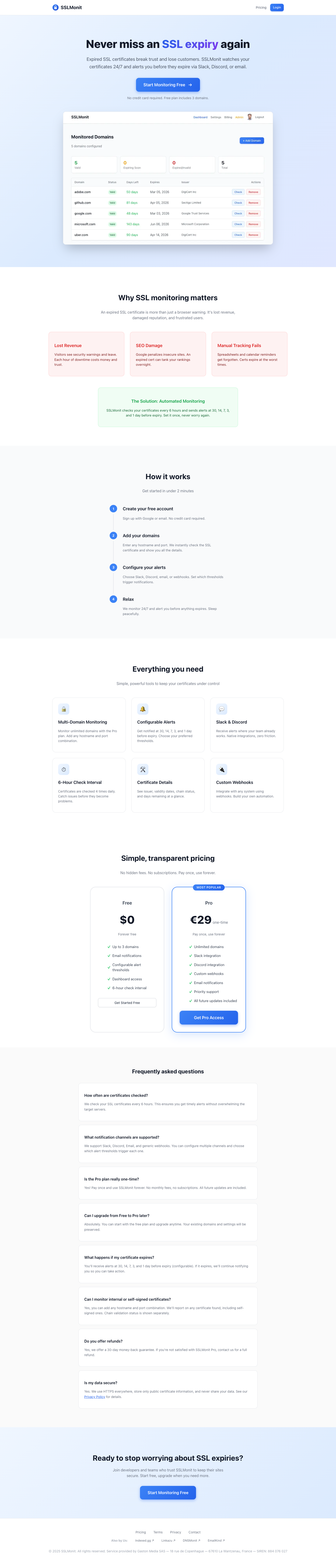 SSLMonit.com full landing page screenshot