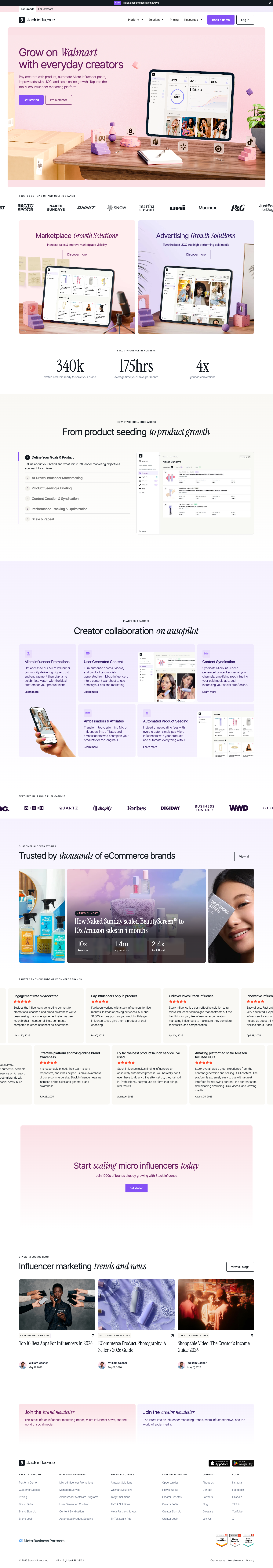 Stack Influence full landing page screenshot