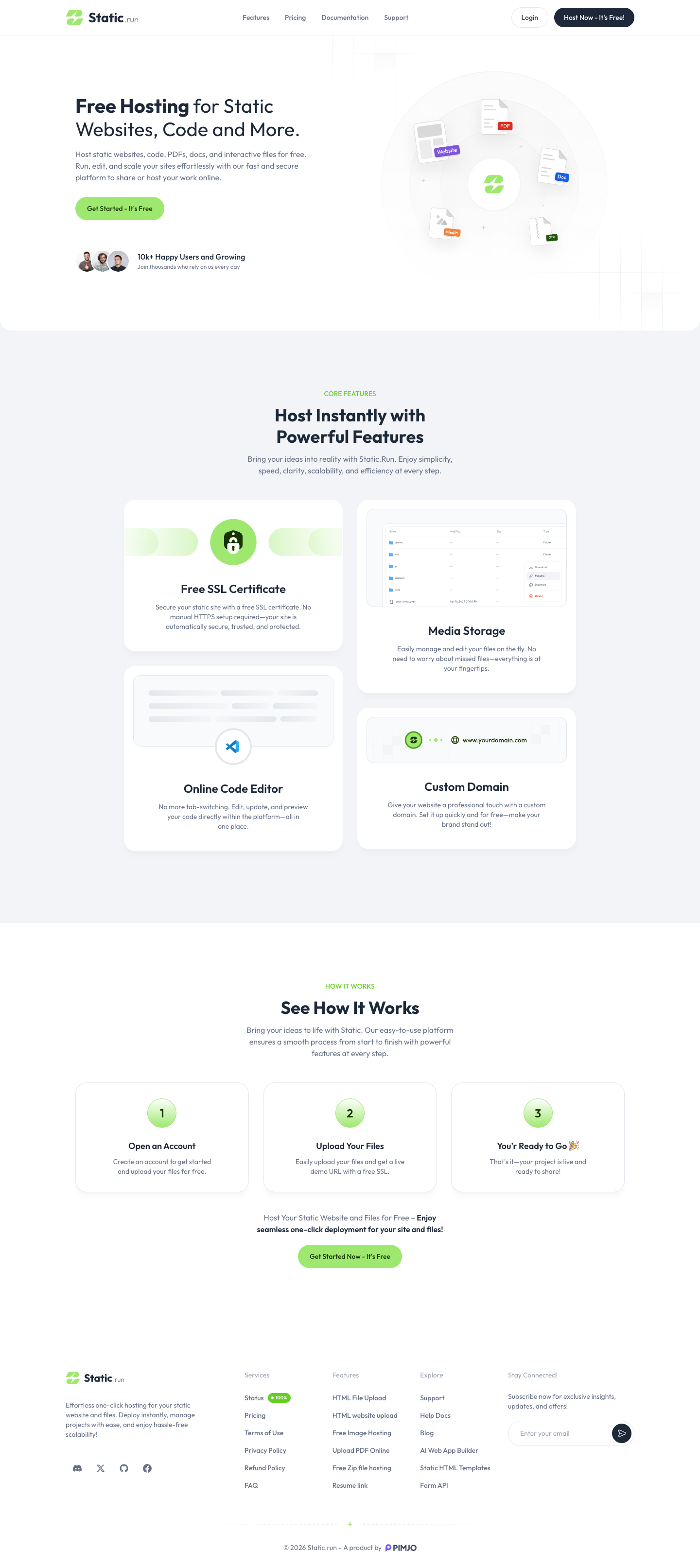 Static.run full landing page screenshot