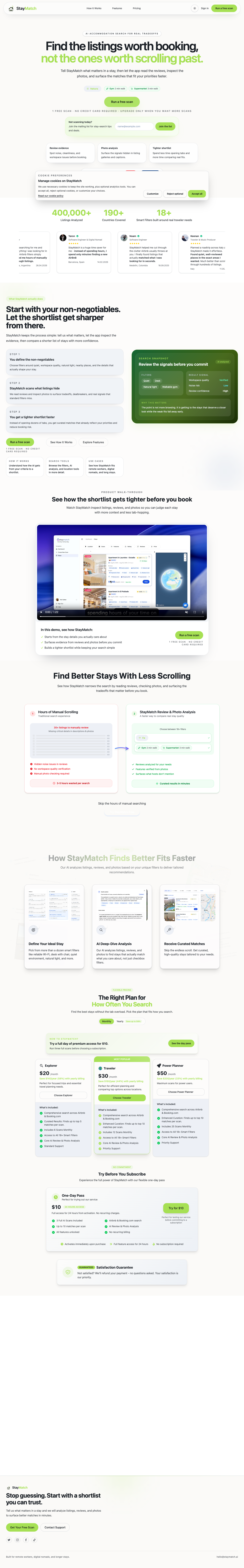StayMatch full landing page screenshot