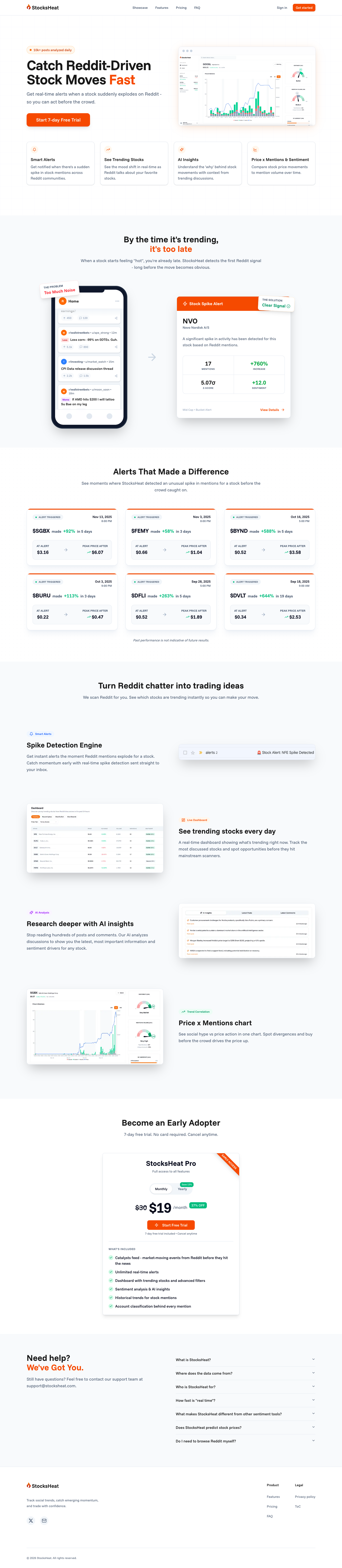StocksHeat full landing page screenshot