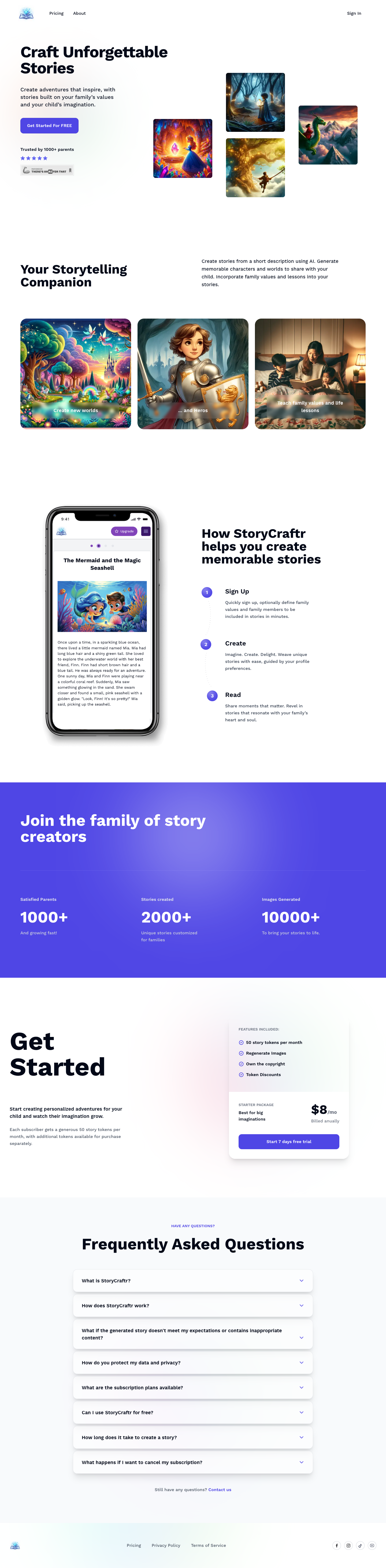 Story Craftr full landing page screenshot