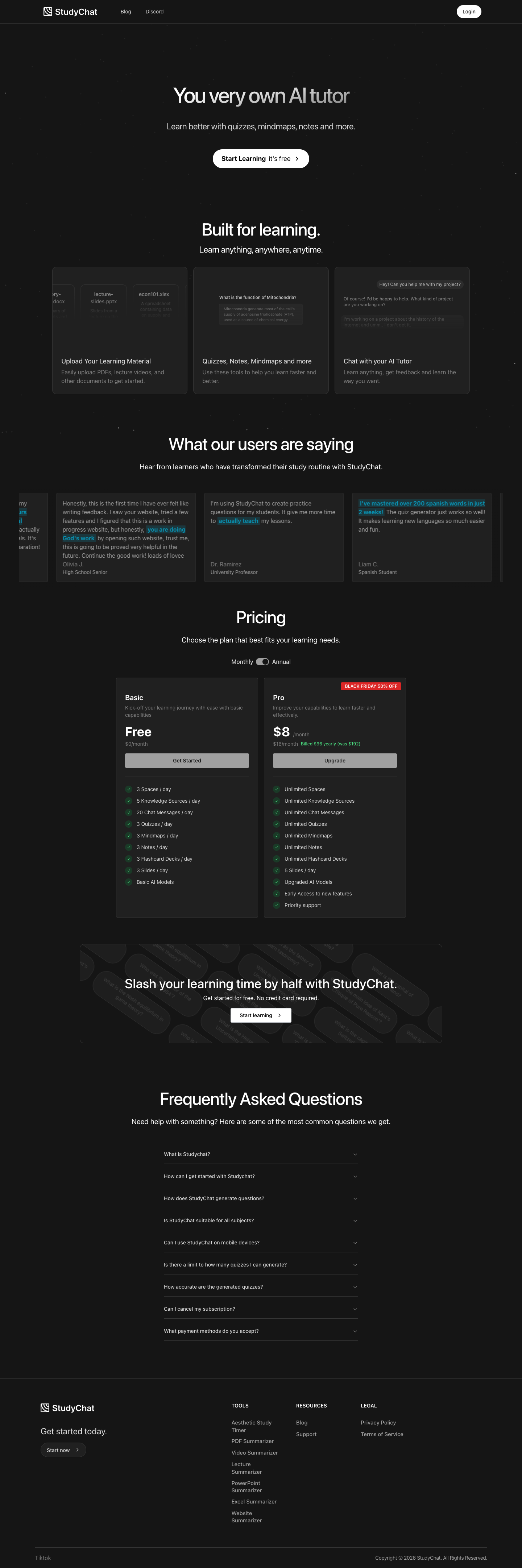 studychat.app full landing page screenshot