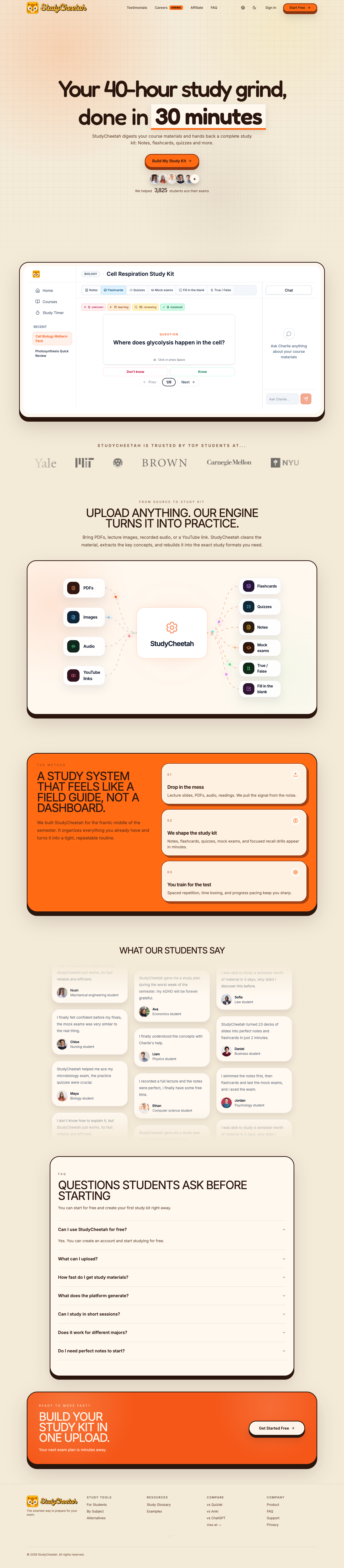 StudyCheetah full landing page screenshot