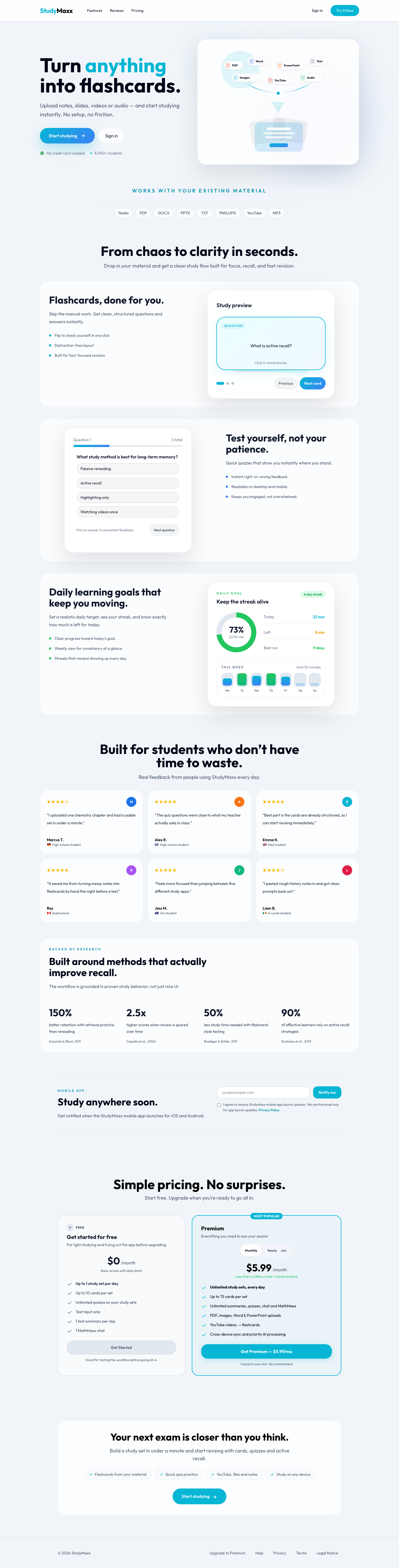 StudyMaxx full landing page screenshot