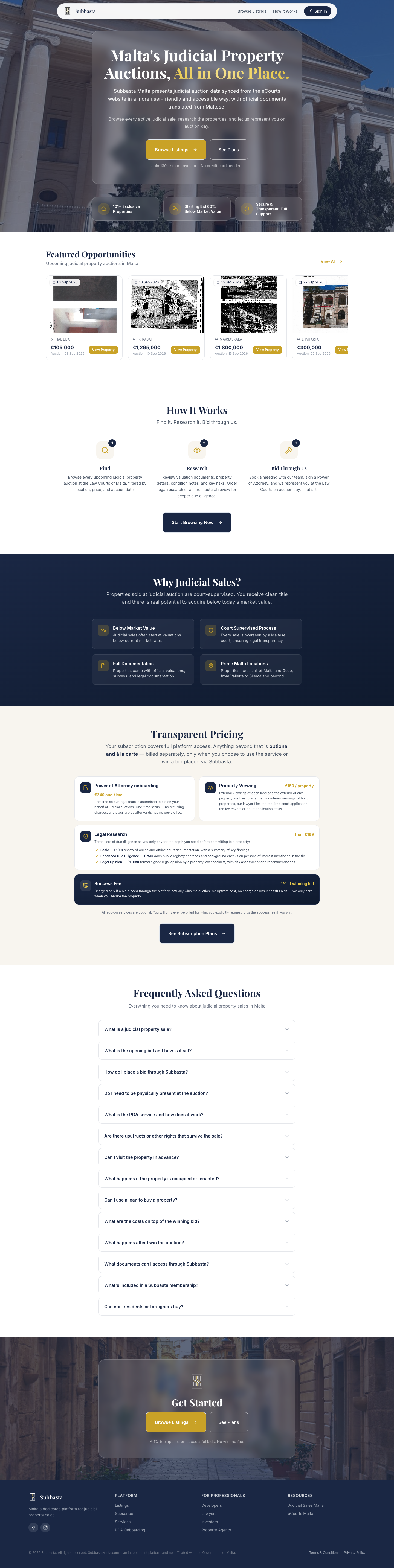 Subbasta full landing page screenshot