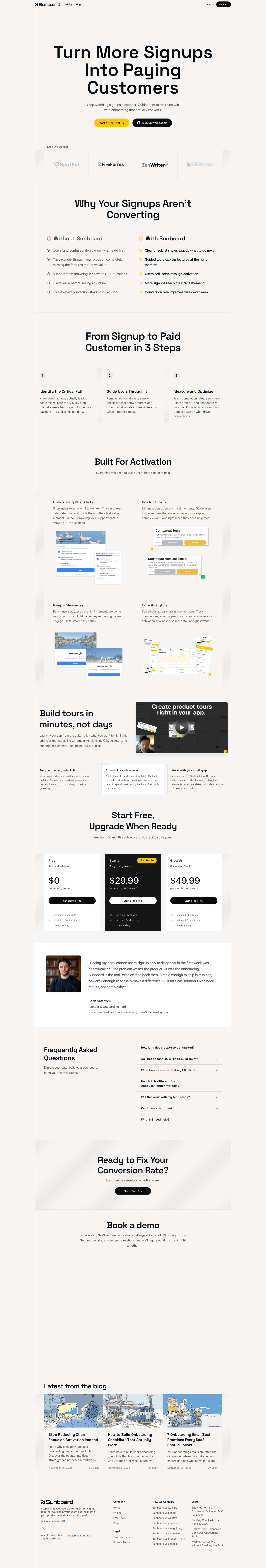 Sunboard full landing page screenshot