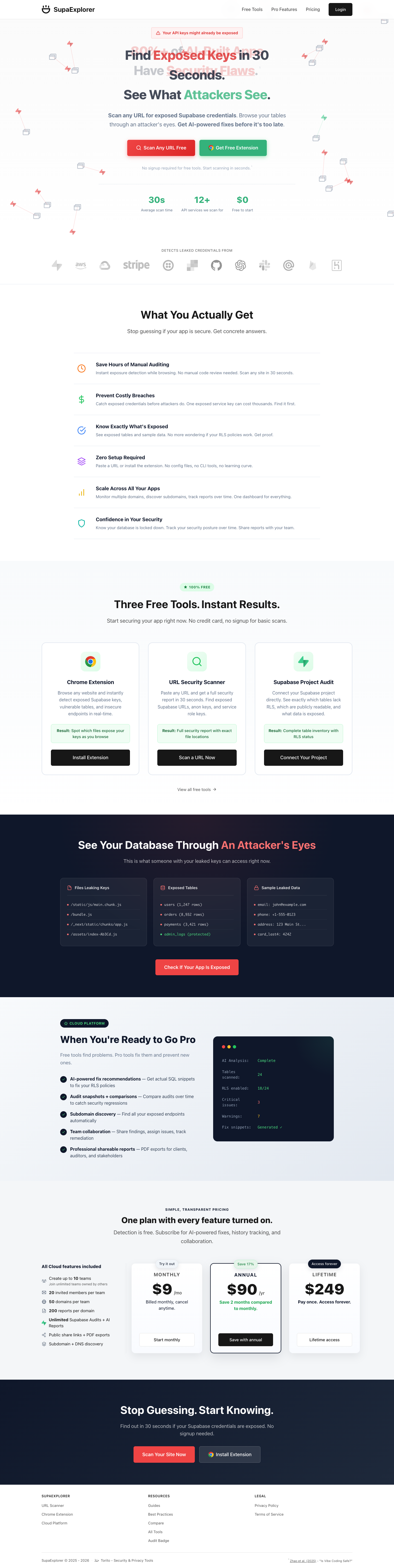 SupaExplorer full landing page screenshot