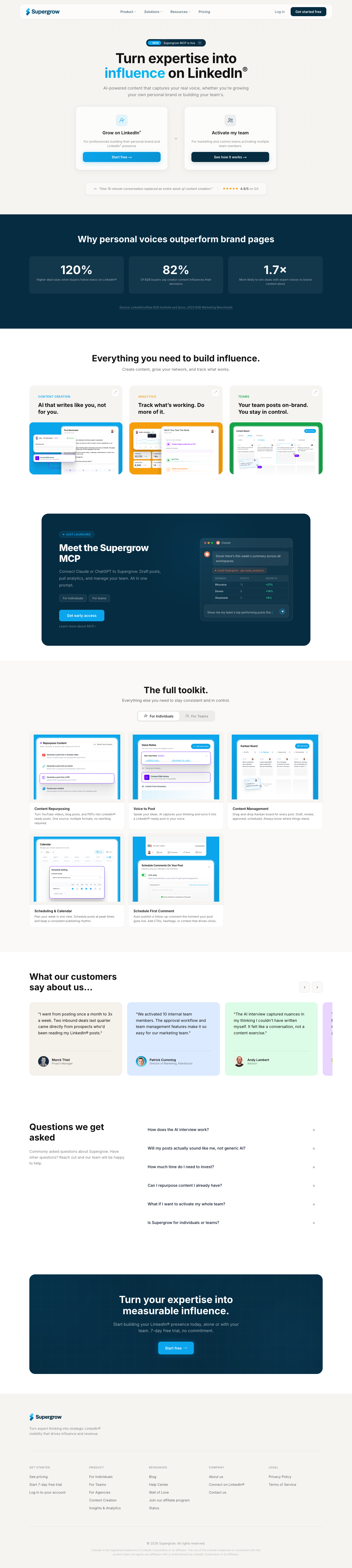 Supergrow full landing page screenshot