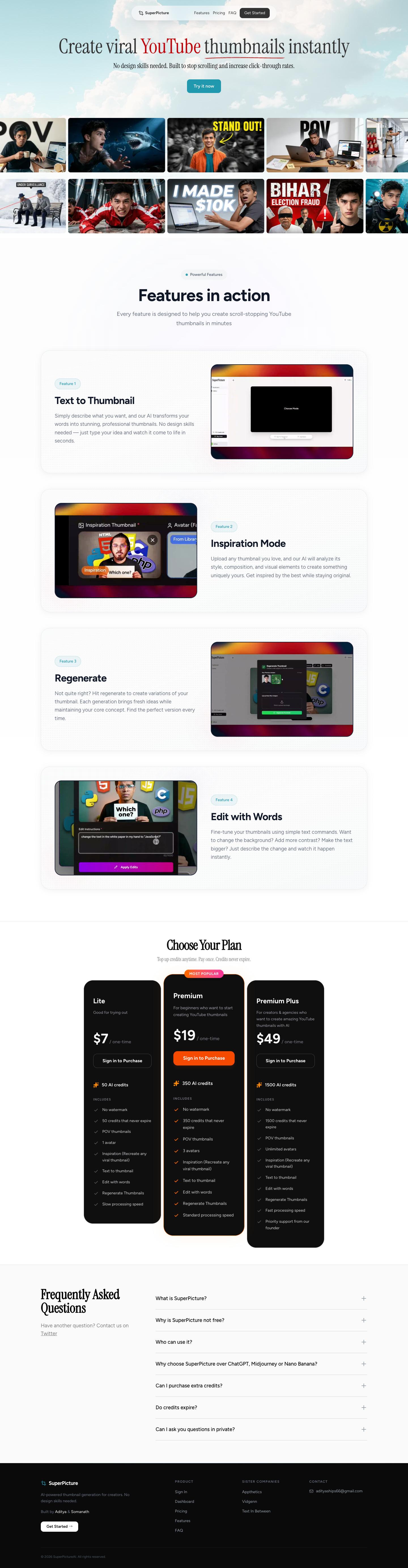 SuperPictureAI full landing page screenshot
