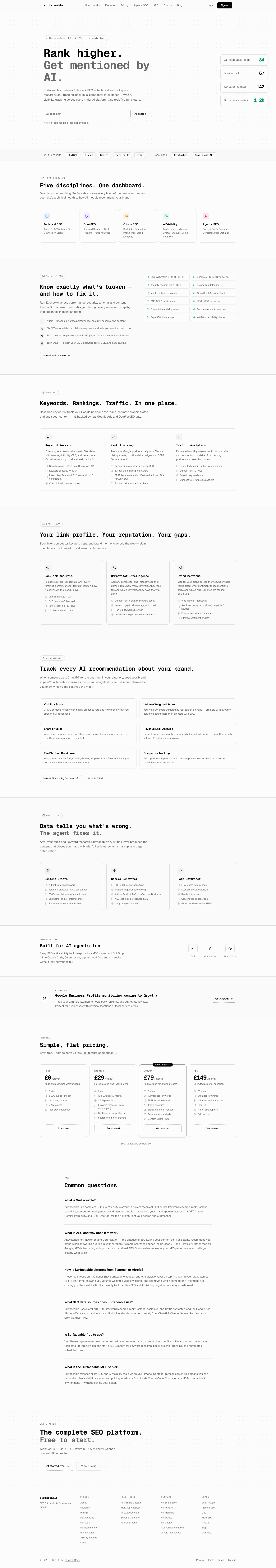 Surfaceable full landing page screenshot