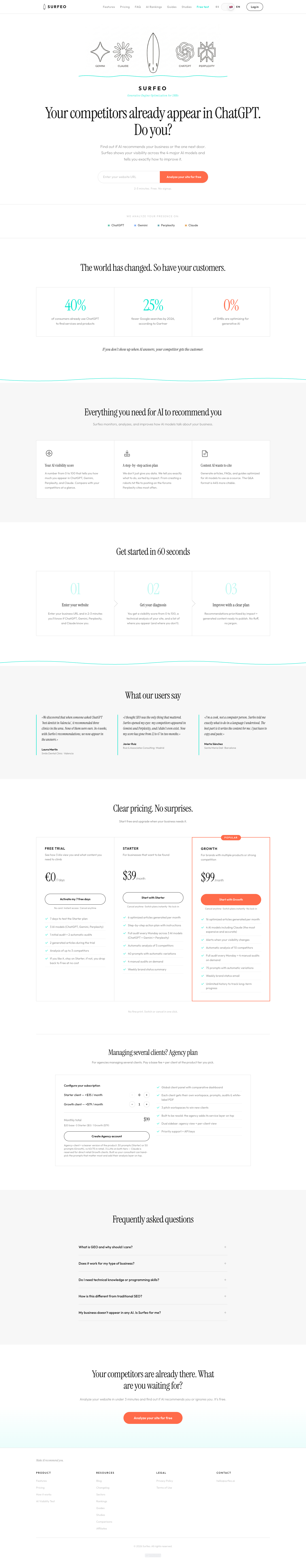 Surfeo.ai full landing page screenshot