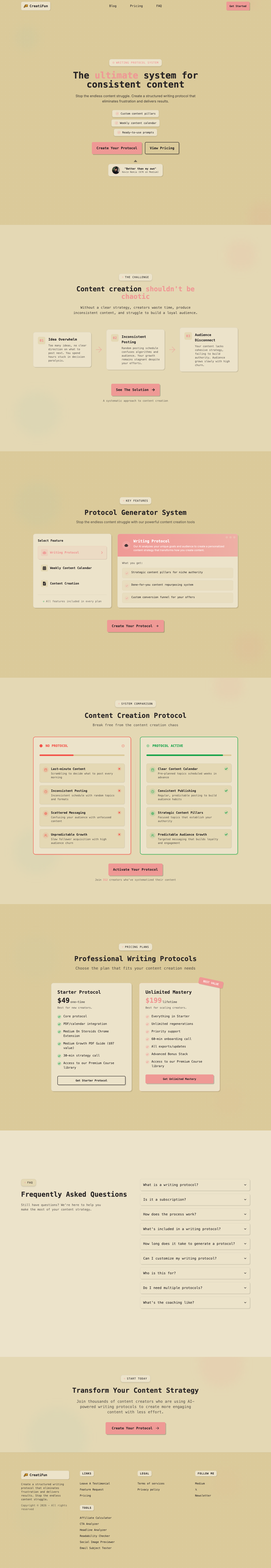 CreatiFun full landing page screenshot