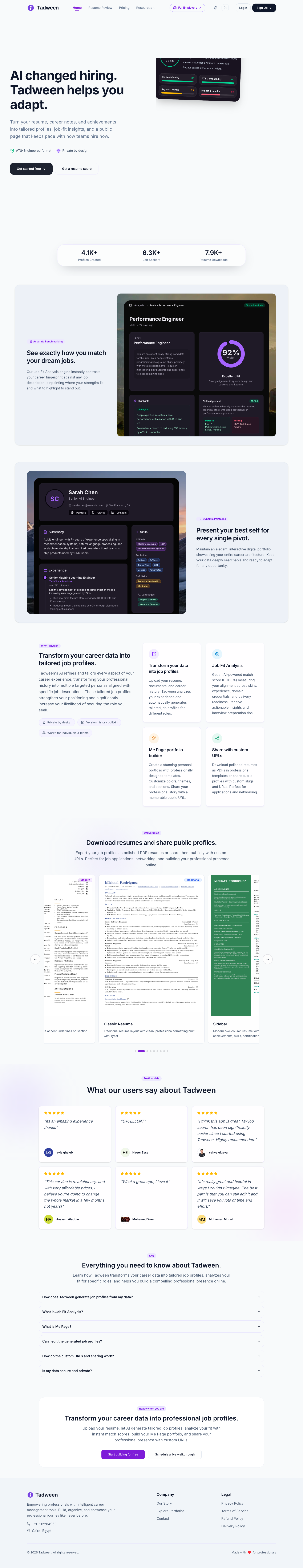 Tadween full landing page screenshot
