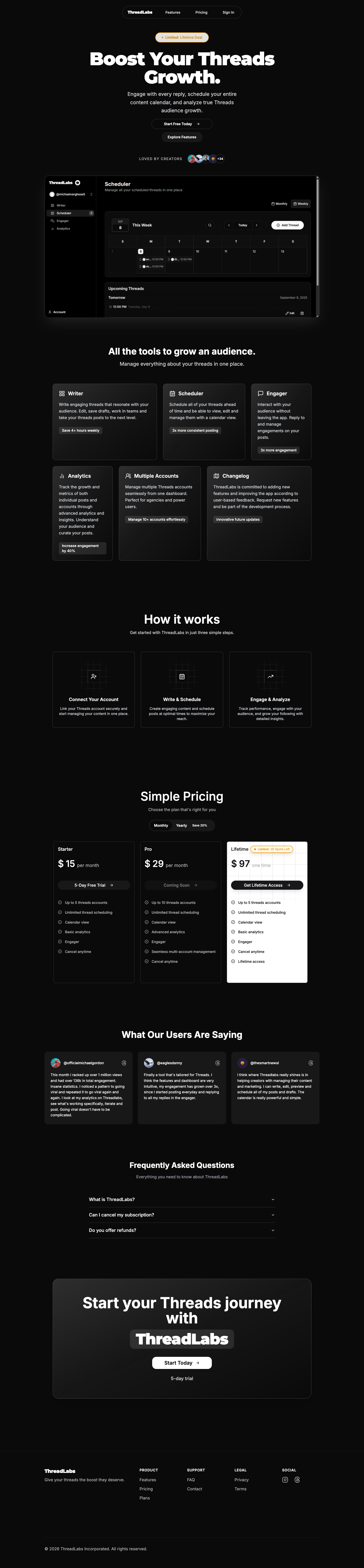 Threadlabs Incorporated full landing page screenshot